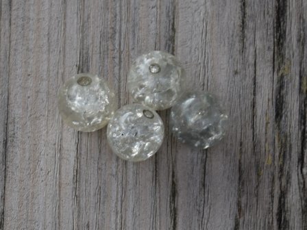 Kraal glas blank met glitter 1,3 cm