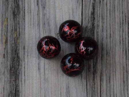 Kraal kunststof zwart rood gevlamd 1,8 cm