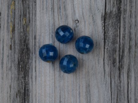 Kraal kunststof donkerblauw facet 1,2 cm