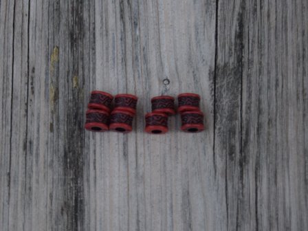 Kraal kunststof chinees motief rood rond 0,7 cm