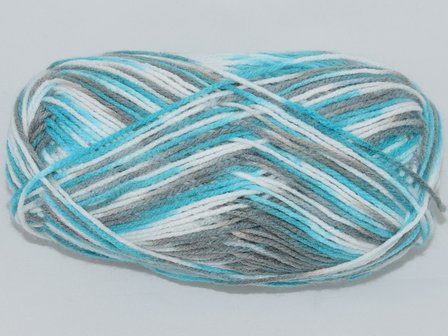 Garen Lovely azuurblauw-grijs-wit melee 50gr