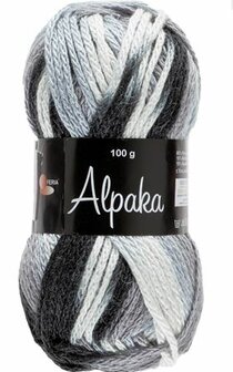 Garen Alpaka zwart-grijs-wit 80% acryl/10% wol/10%alpaga