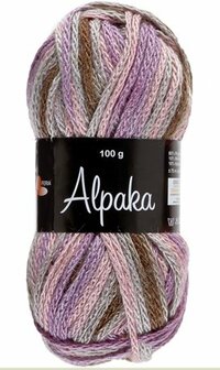 Garen Alpaka roze-paars-grijs-bruin 80% acryl/10% wol/10%alpaga