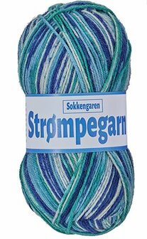 Sokkenwol Strompegarn m&ecirc;lee blauw-turquoise 75% wol/25%polyamide