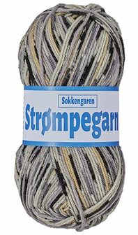 Sokkenwol Strompegarn m&ecirc;lee beige-geel-zwart-lila 75% wol/25%polyamide