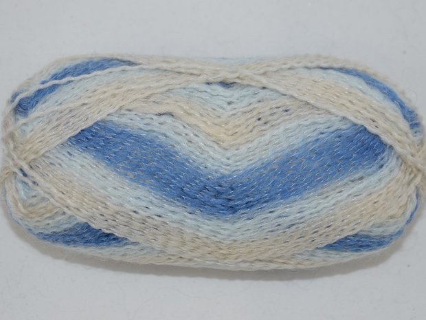 Garen Lace blauw-creme gemêleerd 71%superwash wol/29% polyamide
